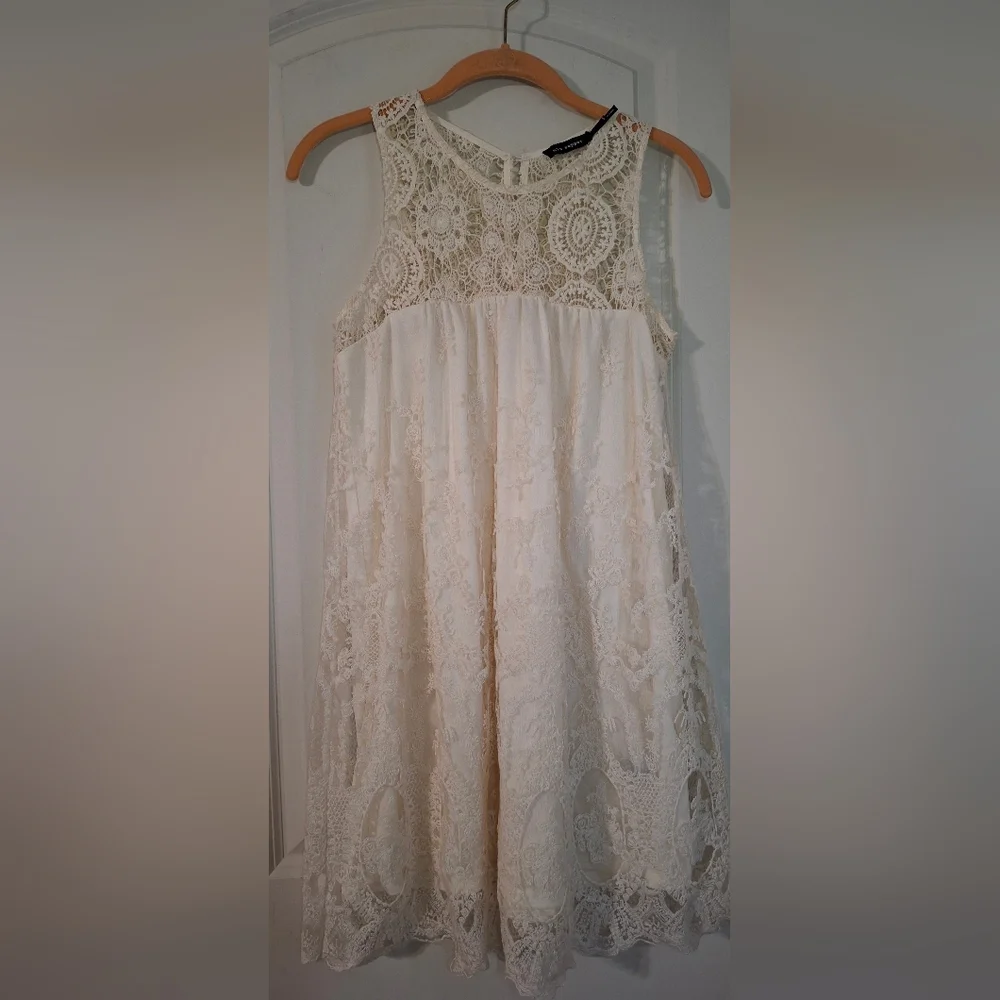 Blue Pepper Womens Minidress S Elegant Cream Lace BOHEMBELL Boho Beachy Neutral‎